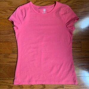 J. Khaki juniors medium Fitted Cap Sleeve T-Shirt in beautiful coral color.